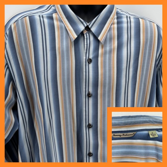 Tommy Bahama Other - Tommy Bahama XL Silk Button‎ Down Shirt Striped Long Sleeve Menswear